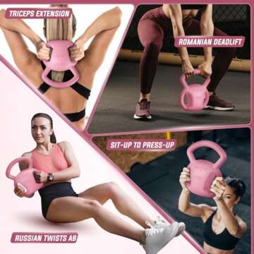 Yes4All Kettlebell 10&15lb Weight with Wide Multigrip Handle for Dumbbell Weights Exercises, Full Body Workout Equipment (10lbs - Pink)