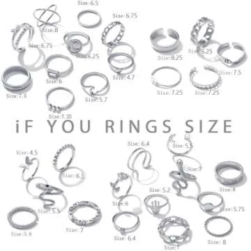 iF YOU 30 Pcs Vintage Knuckle Rings Set, Boho Butterfly Snake Stackable Finger Rings for Women, Silver Midi Rings Pack