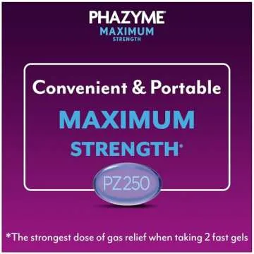 Phazyme Maximum Strength Gas and Bloating Relief, 250 mg Simethicone, 36 Fast Gels(Pack of 1)