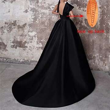 Off The Shoulder Ball Gown Satin Wedding Dress A-Line Prom Dresses Split Formal Evening Gowns Sky Blue Size 4