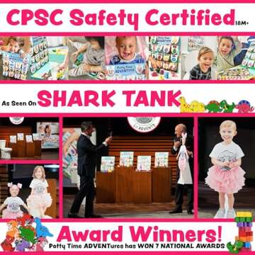 Potty Time Adventures Potty Training Chart for Toddlers by Lil ADVENTS - 14 Stacking Wood Block Toy Prizes - Potty Training Advent Game - Behavior Reward Chart, Stickers & Activity Board - Dinosaurs