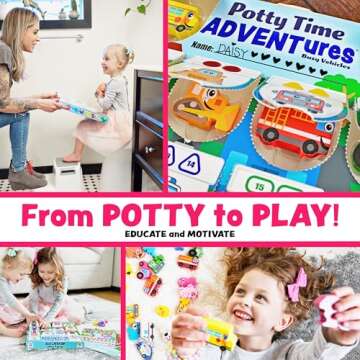 Potty Time Adventures Potty Training Chart for Toddlers by Lil ADVENTS - 14 Stacking Wood Block Toy Prizes - Potty Training Advent Game - Behavior Reward Chart, Stickers & Activity Board - Dinosaurs