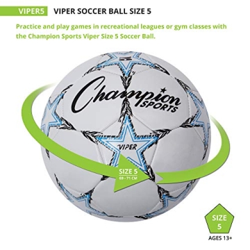 Champion Sports Viper Soccer Ball Size 5 Durable PU Leather