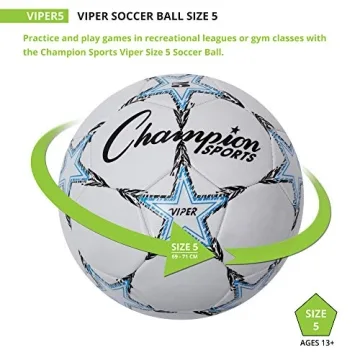 Champion Sports Viper Soccer Ball Size 5 Durable PU Leather