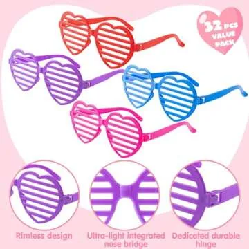 JOYIN 32 Packs Valentine Shade Glasses with Fun Cards