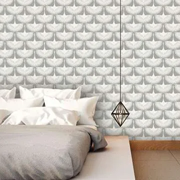 Tempaper x Genevieve Gorder Chalk Feather Flock Removable Wallpaper, Modern Design