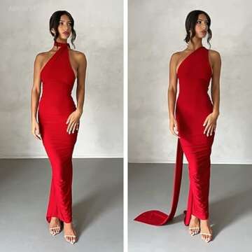 ABYOVRT Women Sexy Backless Dress Bodycon Sleeveless Open Back Maxi Dress Going Out Elegant Party Co...