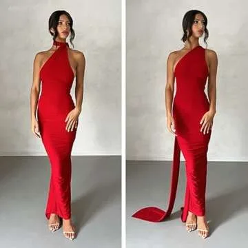 ABYOVRT Women Sexy Backless Dress Bodycon Sleeveless Open Back Maxi Dress Going Out Elegant Party Co...