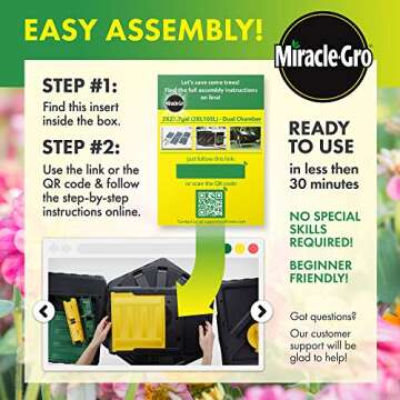 Miracle-Gro Dual Chamber Compost Tumbler - Easy Assembly & Fast Compost
