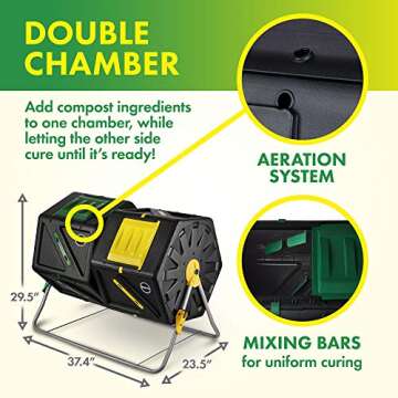 Miracle-Gro Dual Chamber Compost Tumbler - Easy Assembly & Fast Compost