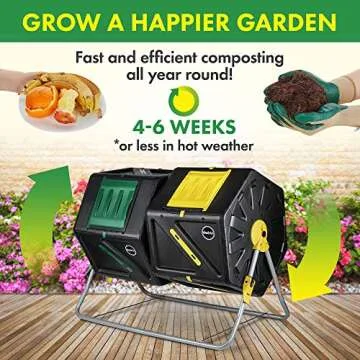 Miracle-Gro Dual Chamber Compost Tumbler - Easy Assembly & Fast Compost