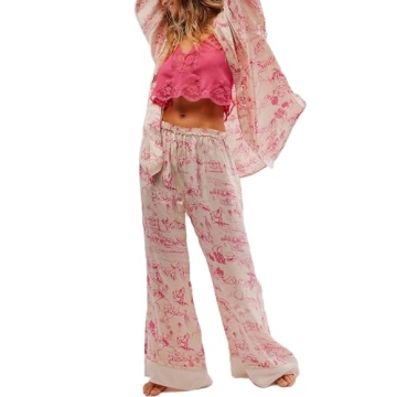 Fenghualzzniya Women Satin Pajama Set | Floral Silk PJs | 2 Piece Sleepwear Set, Pink, Small