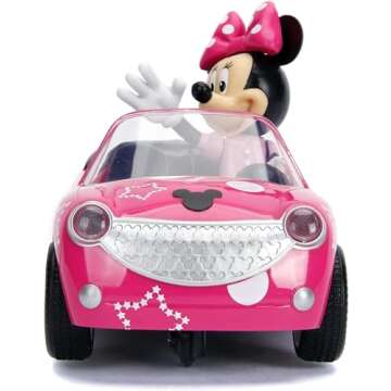 Disney Junior 7.5" Minnie Mouse Roadster RC Remote Control Car Pink 27MHz, Toys for Kids , Pink With...