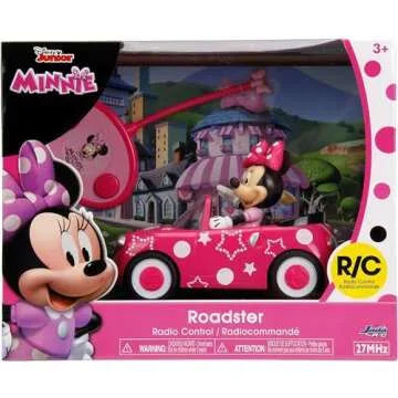Disney Junior 7.5" Minnie Mouse Roadster RC Remote Control Car Pink 27MHz, Toys for Kids , Pink With Stars and Polka Dots