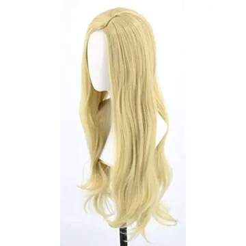 Topcosplay 28inch Kids Girls Wigs Blonde Long Wavy Halloween Costume Party Wig