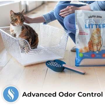 Genius Litter Health Indicating Cat Litter with Non-Clumping Lightweight Color Changing Silica Gel Crystals As Seen on Shark Tank, Non Clumping, Super Absorbent Odor Control (2 Bag (12lb))