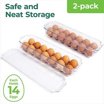 Greenco Refrigerator Organizer Bins for Eggs - Eggs Container for Refrigerator - 14 Egg Organizer Co...