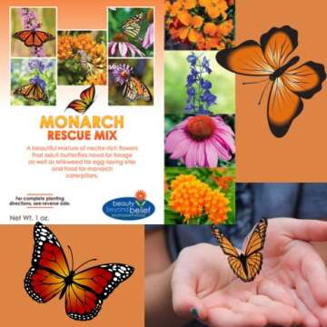 Monarch Butterfly Rescue Wildflower Seed Packet - 1oz, Open-Pollinated Wildflower, No Fillers, Annuals, Perennials and Milkweed Seeds for Monarch Butterfly 1oz