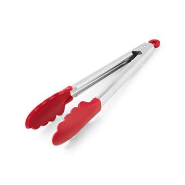 KitchenAid Silicone Stainless Steel Tongs, 12 Inch, Red