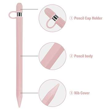 Apple Pencil 1st Generation Case Holder TOOVREN Silicon iPad Pro Pen Cover with Stylus Cap Holder and Protective Nib Cover for iPad Air iPad Mini iPad Pro 9.7'' 10.5'' 12.9'' Pencil Pink