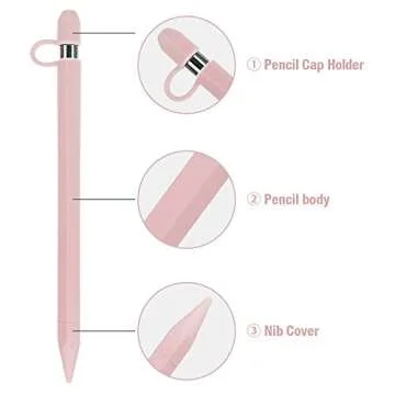 Apple Pencil 1st Generation Case Holder TOOVREN Silicon iPad Pro Pen Cover with Stylus Cap Holder and Protective Nib Cover for iPad Air iPad Mini iPad Pro 9.7'' 10.5'' 12.9'' Pencil Pink