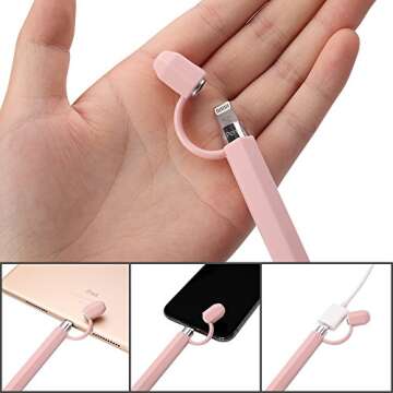 Apple Pencil 1st Generation Case Holder TOOVREN Silicon iPad Pro Pen Cover with Stylus Cap Holder and Protective Nib Cover for iPad Air iPad Mini iPad Pro 9.7'' 10.5'' 12.9'' Pencil Pink