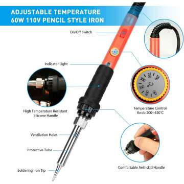 60W Adjustable Soldering Iron Kit for Repairs