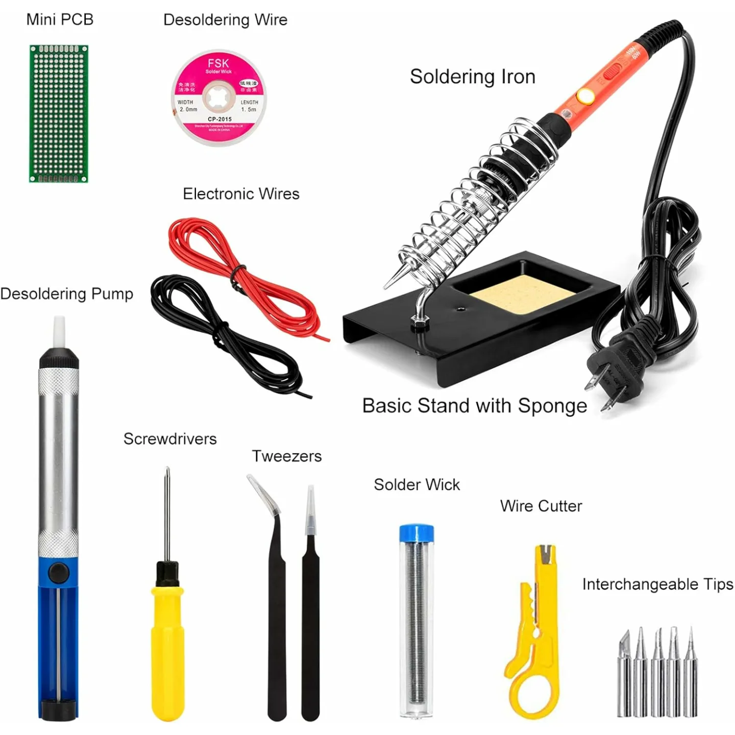 60W Adjustable Soldering Iron Kit for Repairs