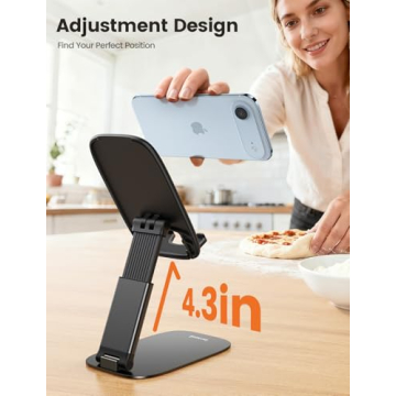 Lamicall Ultra-Thin Cell Phone Stand for Desk - Foldable Adjustable Mobile Holder
