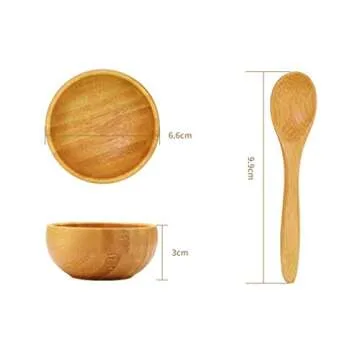 ericotry Eco Bamboo Mixing Bowl - Cute Mini Cosmetic Tool Set