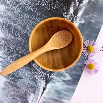 ericotry Eco Bamboo Mixing Bowl - Cute Mini Cosmetic Tool Set