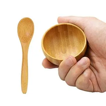 ericotry Eco Bamboo Mixing Bowl - Cute Mini Cosmetic Tool Set