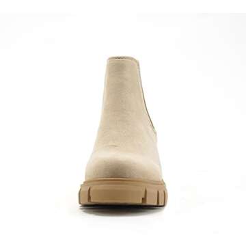 Soda PIONEER ~ Women Lug Sole Mid Heel Chelsea Fashion Ankle Bootie w/Double Elastic Gore (LT-Wheat, numeric_8)