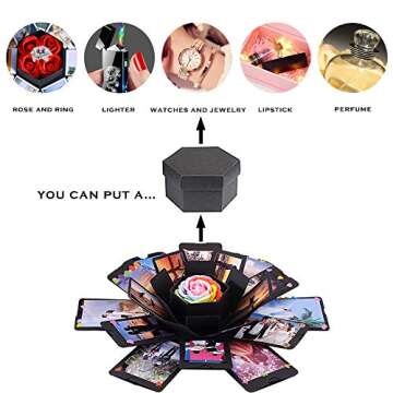 RECUTMS Explosion Box DIY Scrapbooking Set Handmade Photo Album Mothers Day Gifts,Gift Box with 6 Faces for Christmas Gift Wedding Memory Book (6 Sides)