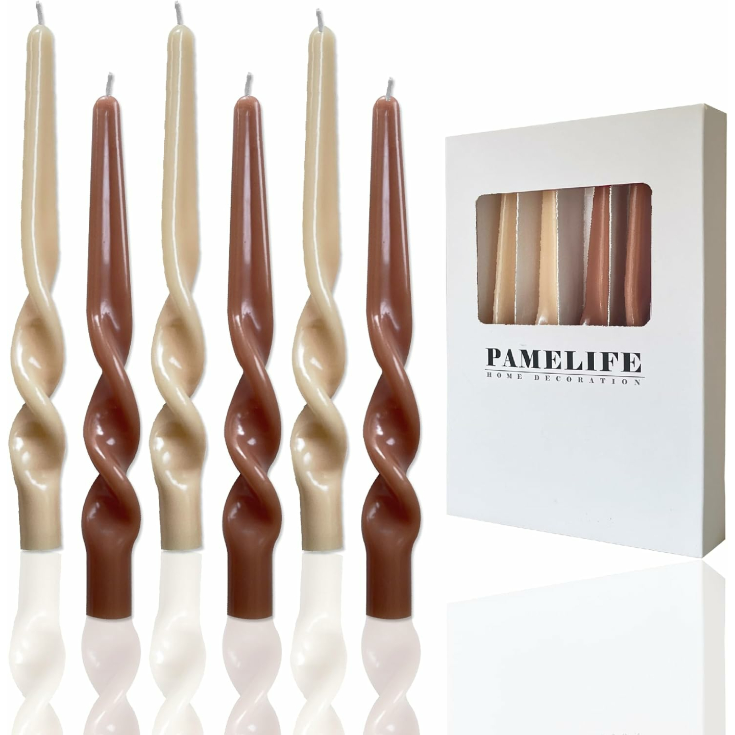 6 Spiral Taper Candles - 9.5 Inch Decorative Set