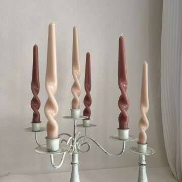 6 Spiral Taper Candles - 9.5 Inch Decorative Set