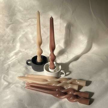 6 Spiral Taper Candles - 9.5 Inch Decorative Set
