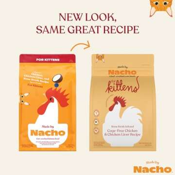 Made by Nacho Kitten Dry Kibble Infused with Bone Broth, Healthy High Protein Cat Food, Cage-Free Chicken and Chicken Liver, 2lb Bag