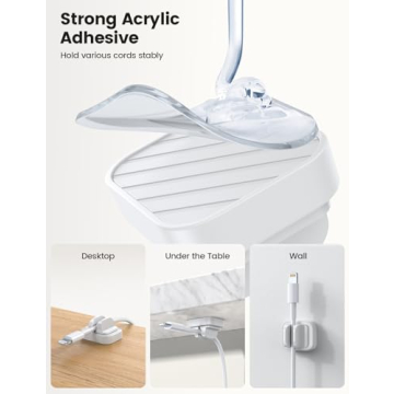 Lamicall Adjustable Cord Holder Clips - 5 Pack for Cable Management