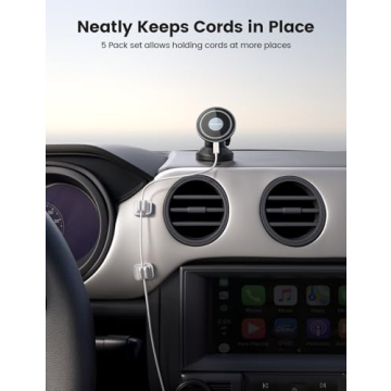 Lamicall Adjustable Cord Holder Clips - 5 Pack for Cable Management