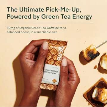 Verb Variety Pack - 15 Caffeinated Energy Bars in 5 Flavors - Low-Calorie Low, Sugar Energy Bar - Nutrition Bars - Vegan Snacks - Gluten Free Breakfast Bars with Organic Green Tea, 22g (Pack of 15)