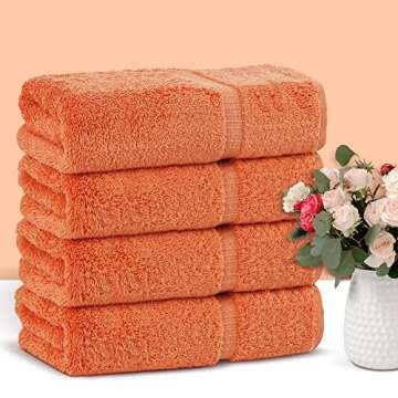 Chakir Turkish Linens 100% Cotton Premium Turkish Towels for Bathroom | 27'' x 54'' (4-Piece Bath Towels - Coral)