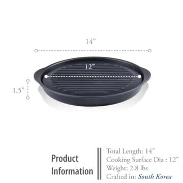 TECHEF - TRUE GRILL PAN - Stovetop Nonstick Indoor/Outdoor Smokeless BBQ Grill Set, including a Grill Plate and Alumium Drip Tray
