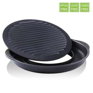 TECHEF - TRUE GRILL PAN - Stovetop Nonstick Indoor/Outdoor Smokeless BBQ Grill Set, including a Grill Plate and Alumium Drip Tray
