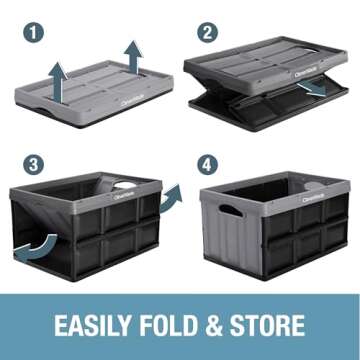 CleverMade Collapsible Storage Bin, Tan, 3PK - 62L (16 Gal) Stackable Storage Containers, Holds 100lbs Per Bin - Plastic Storage Bins for Organizing, Closet Storage, Garage Storage