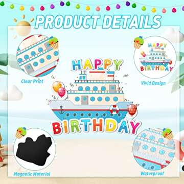 Geyee 24 Pcs Cruise Ship Birthday Magnets Magnetic Refrigerator Door Decoration Magnet for Cruise Happy Birthday Door Sign for Car Cabin(Birthday Cupcake)