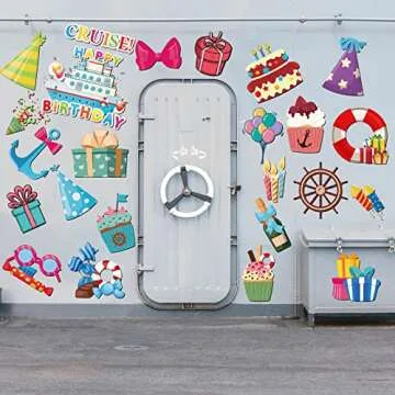 Geyee 24 Pcs Cruise Ship Birthday Magnets Magnetic Refrigerator Door Decoration Magnet for Cruise Happy Birthday Door Sign for Car Cabin(Birthday Cupcake)