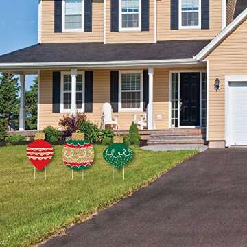 Big Dot of Happiness Ornaments - Outdoor Lawn Signs with Stakes - 3 Piece Set - Christmas Theme - Re...