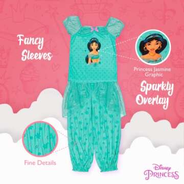 Disney Girls Fantasy Nightgown - Love Jasmine for Ages 3-12