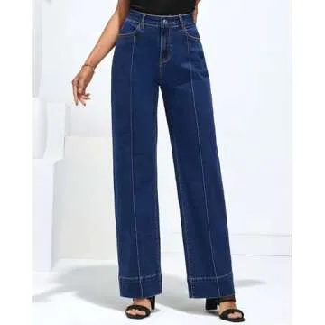 luvamia Jeans for Women High Waist Womens Plus Size Jeans Womans Jeans Dark Wash Jeans Women High Rise Wide Leg Pants for Women Size 18 Jeans for Women Size X-Large Size 16 18